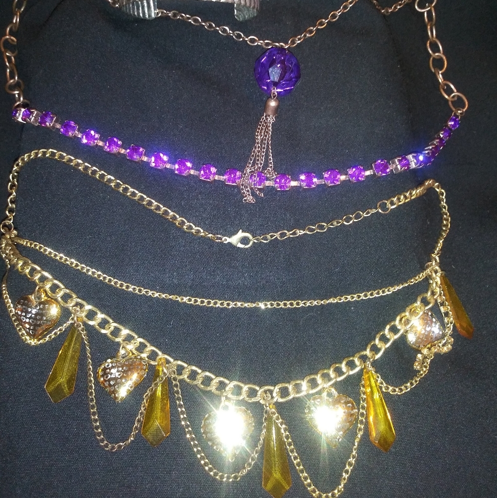 3 necklaces and cuff